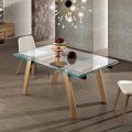 Moderna mesa de comedor extensible de vidrio hecha en Italia, Azad