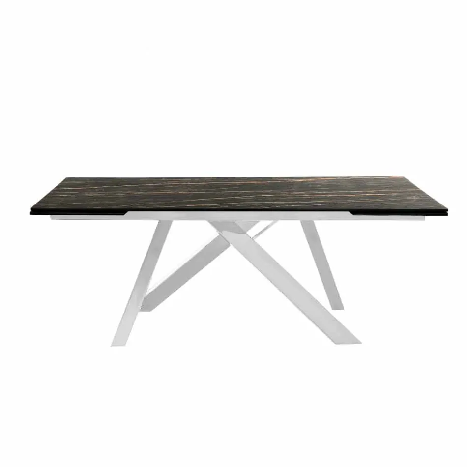 Mesa de comedor extensible de vitrocerámica hecha en Italia, Wilmer viadurini
