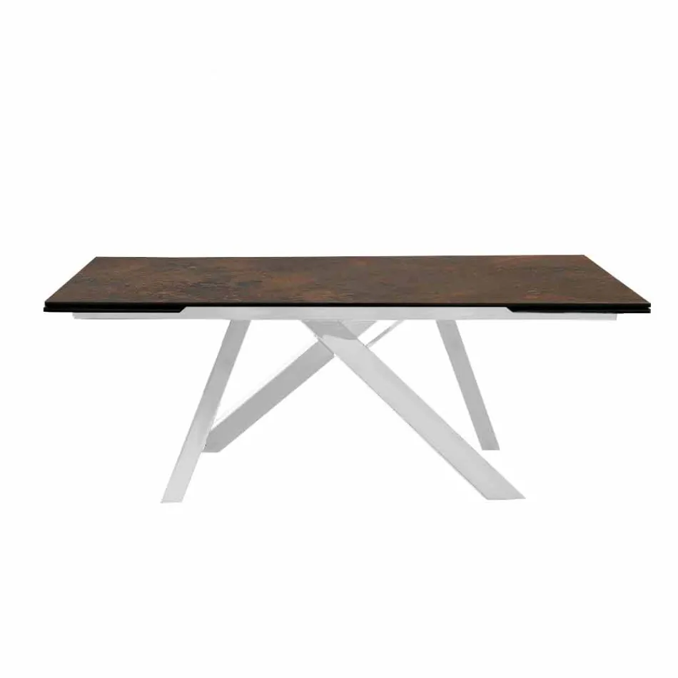 Mesa de comedor extensible de vitrocerámica hecha en Italia, Wilmer viadurini