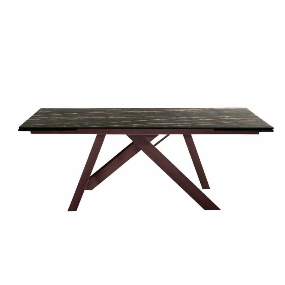 Mesa de comedor extensible de vitrocerámica hecha en Italia, Wilmer viadurini