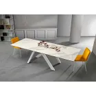 Mesa de comedor de vidrio cerámico extensible hecha en Italia, Wilmer viadurini