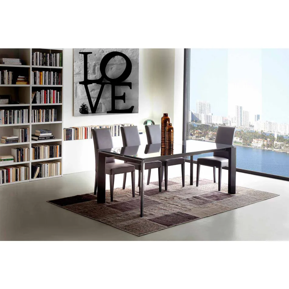 Mesa de comedor extensible, tapa de vidrio templado - Faleria viadurini