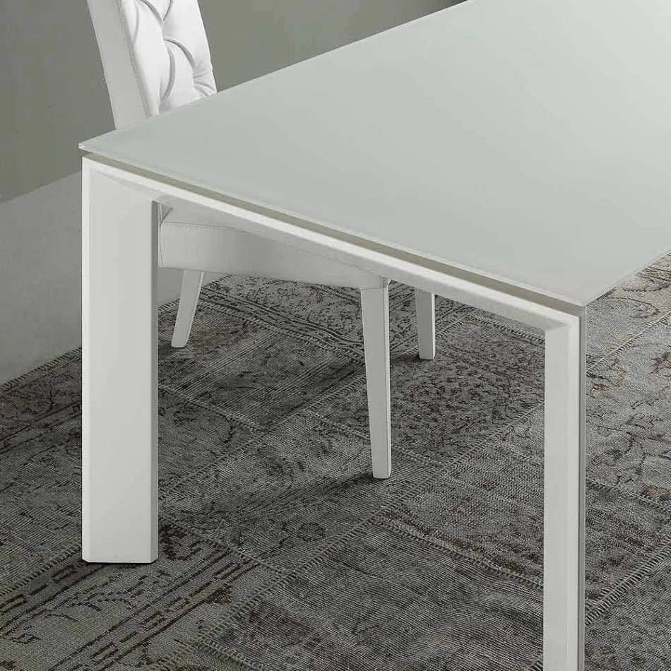 Mesa de comedor extensible, tapa de vidrio templado - Faleria viadurini