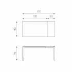Mesa de comedor extensible de vitrocerámica, 120 / 170xP80 cm, Bino viadurini