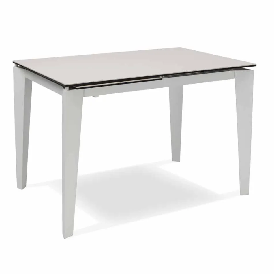 Mesa de comedor extensible de vitrocerámica, 120 / 170xP80 cm, Bino viadurini
