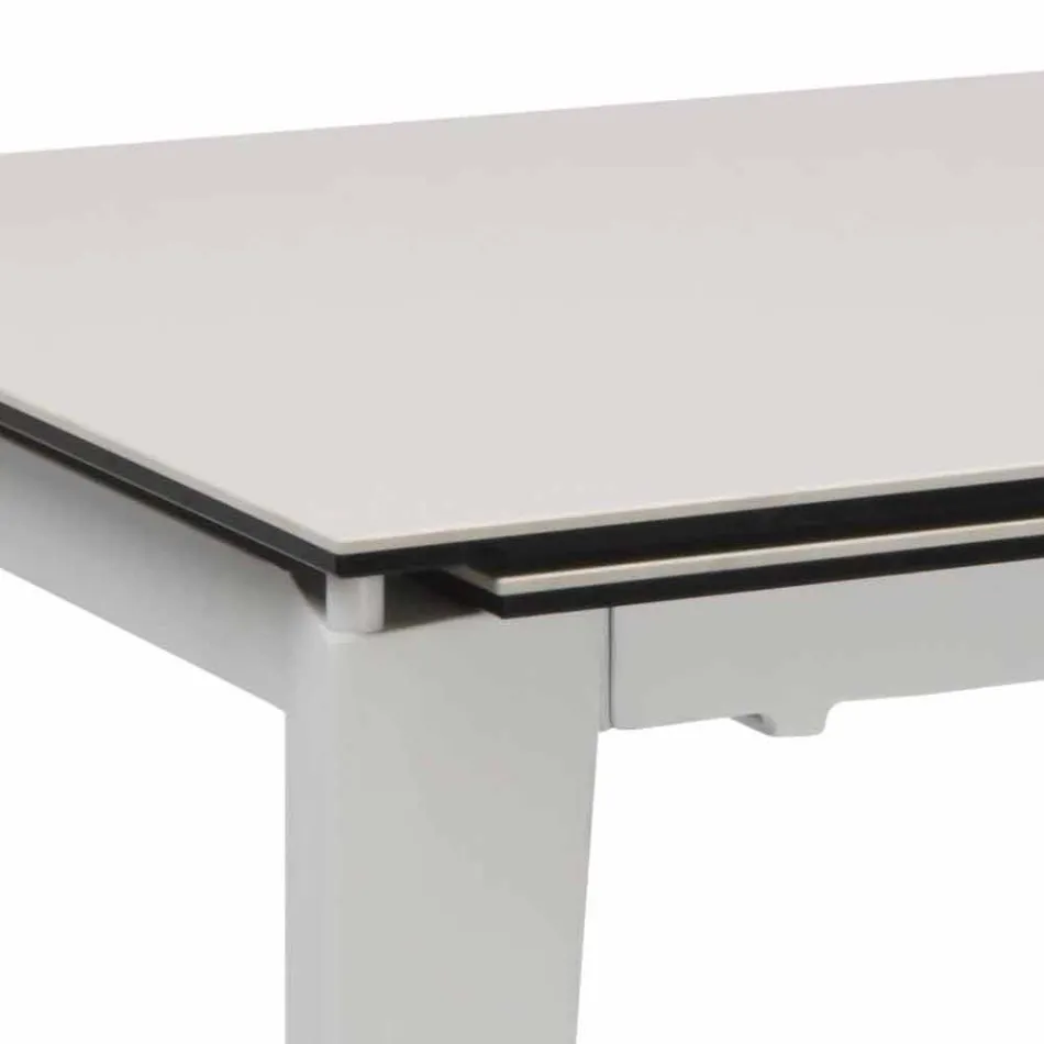 Mesa de comedor extensible de vitrocerámica, 120 / 170xP80 cm, Bino viadurini