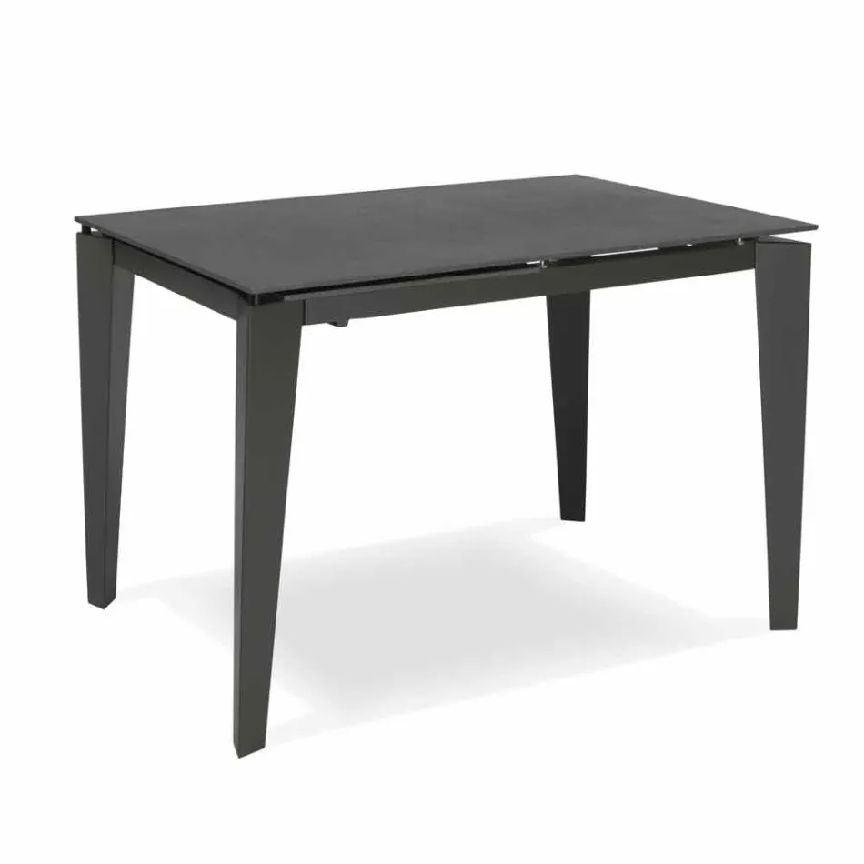 Mesa de comedor extensible de vitrocerámica, 120 / 170xP80 cm, Bino viadurini