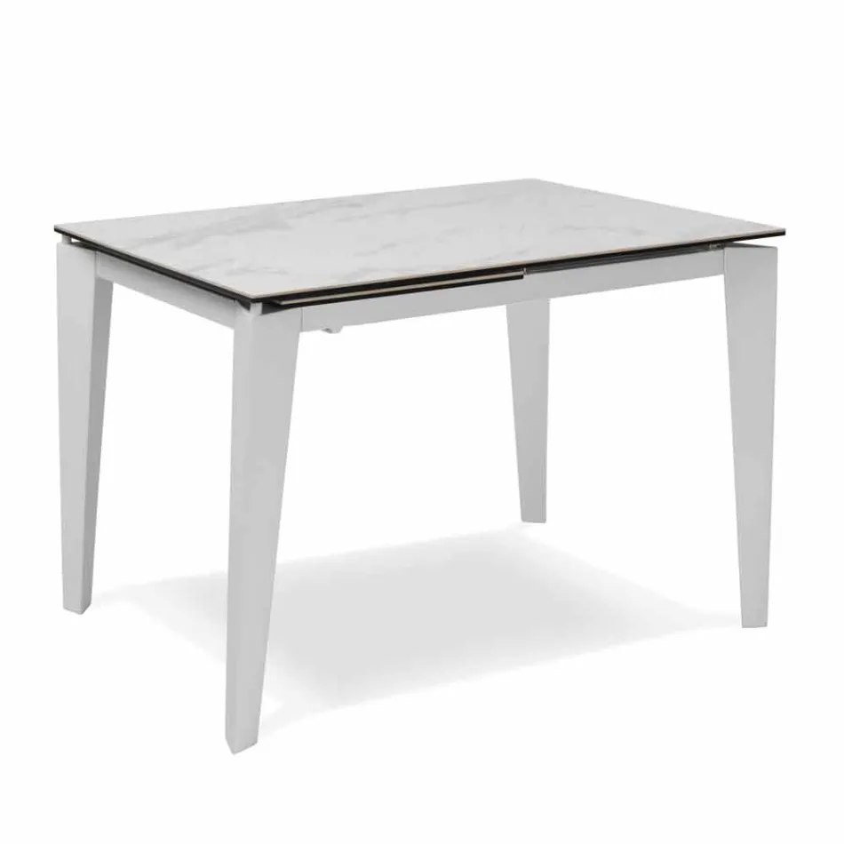 Mesa de comedor extensible de vitrocerámica, 120 / 170xP80 cm, Bino viadurini