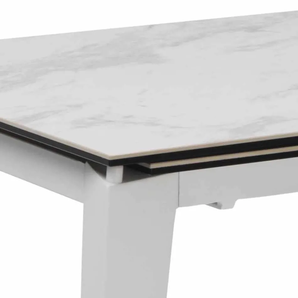Mesa de comedor extensible de vitrocerámica, 120 / 170xP80 cm, Bino viadurini