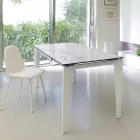 Mesa de comedor extensible de vitrocerámica, 120 / 170xP80 cm, Bino viadurini