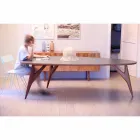 Mesa de comedor artesanal en Hpl y caoba maciza Made in Italy - Roble viadurini