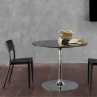 Mesa de comedor con tapa de cristal y base cromada Made in Italy - Tallio viadurini