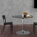 Mesa de comedor con tapa de cristal y base cromada Made in Italy - Tallio