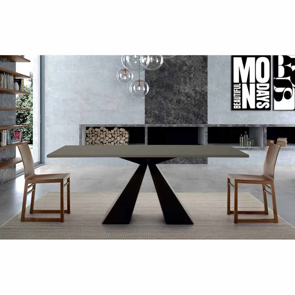Mesa de comedor con tapa Fenix y base de acero Made in Italy - Dalmata viadurini