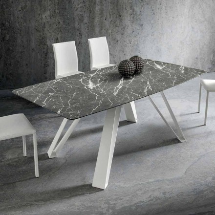 Mesa de comedor con tapa de Hpl y base de metal Made in Italy - Aresto viadurini