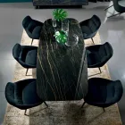 Mesa de comedor con tablero en Hipermármol precioso Made in Italy - Settimmio viadurini