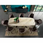 Mesa de comedor con tablero en Hipermármol precioso Made in Italy - Settimmio viadurini