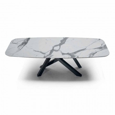 Mesa de comedor con tablero en Hipermármol precioso Made in Italy - Settimmio viadurini