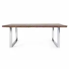 Mesa de comedor Homemotion con tapa de madera y vidrio templado - Blanco viadurini