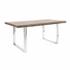 Mesa de comedor Homemotion con tapa de madera y vidrio templado - Blanco viadurini