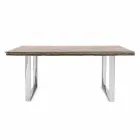 Mesa de comedor Homemotion con tapa de madera y vidrio templado - Blanco viadurini