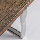 Mesa de comedor Homemotion con tapa de madera y vidrio templado - Blanco viadurini