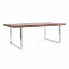 Mesa de comedor Homemotion con tapa de madera y vidrio templado - Blanco viadurini