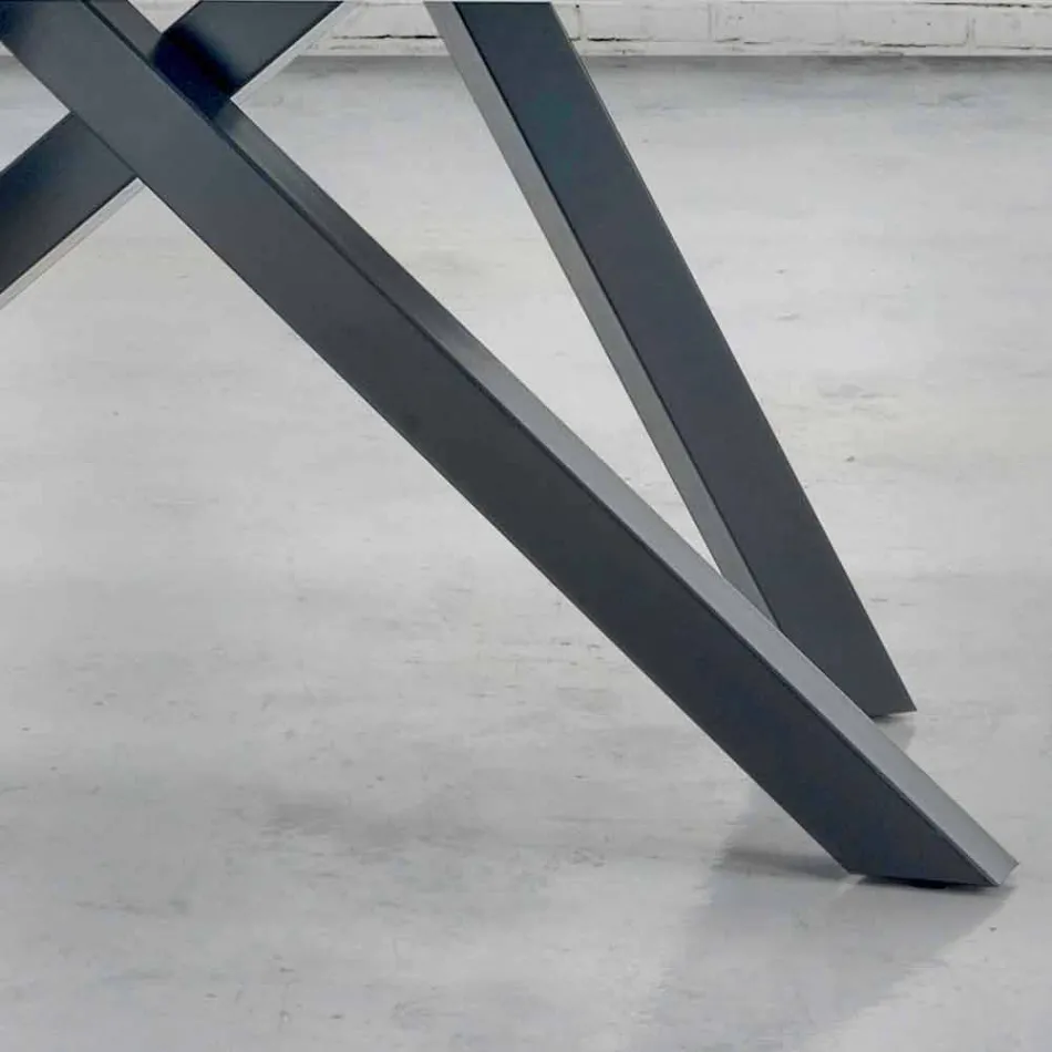 Mesa de comedor con tapa de madera chapada Made in Italy - Settimmio viadurini