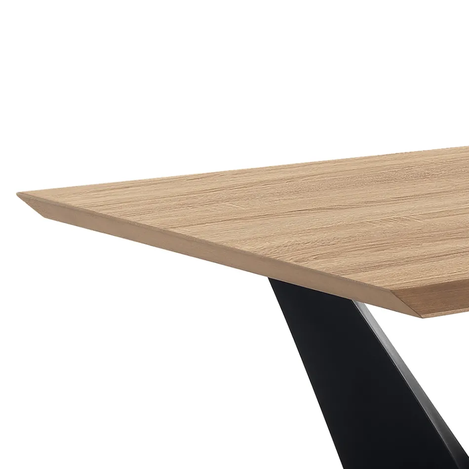 Mesa de comedor con tablero en acabado de roble chapado en MDF - Helene viadurini