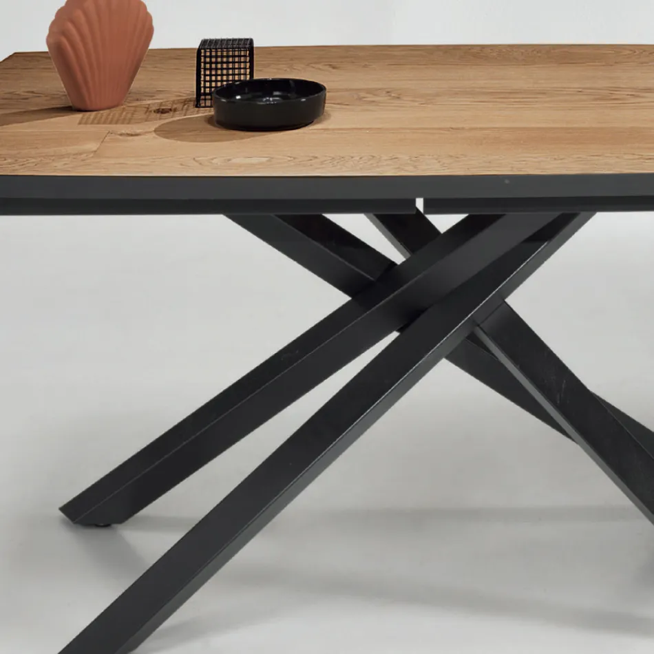 Mesa de comedor con tapa chapada en roble Made in Italy - Antonino viadurini