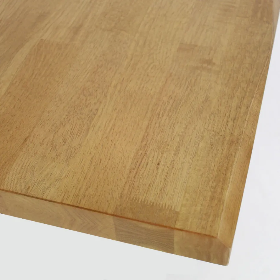 Mesa de Comedor con Tablero de Madera Maciza y Base de Metal - Ibisco viadurini