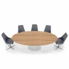 Mesa de comedor con tapa ovalada en laminado HPL Made in Italy - Dólares viadurini
