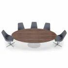 Mesa de comedor con tapa ovalada en laminado HPL Made in Italy - Dólares viadurini