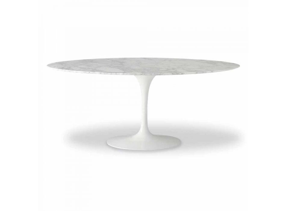 Mesa de comedor con tablero de mármol ovalado Made in Italy - Excelente viadurini