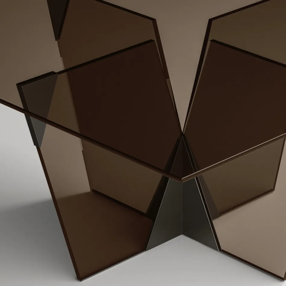 Mesa de comedor con tapa cuadrada y base de vidrio Made in Italy - Tiseo viadurini