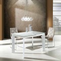 Mesa con tablero de cristal templado pintado blanco Zeno