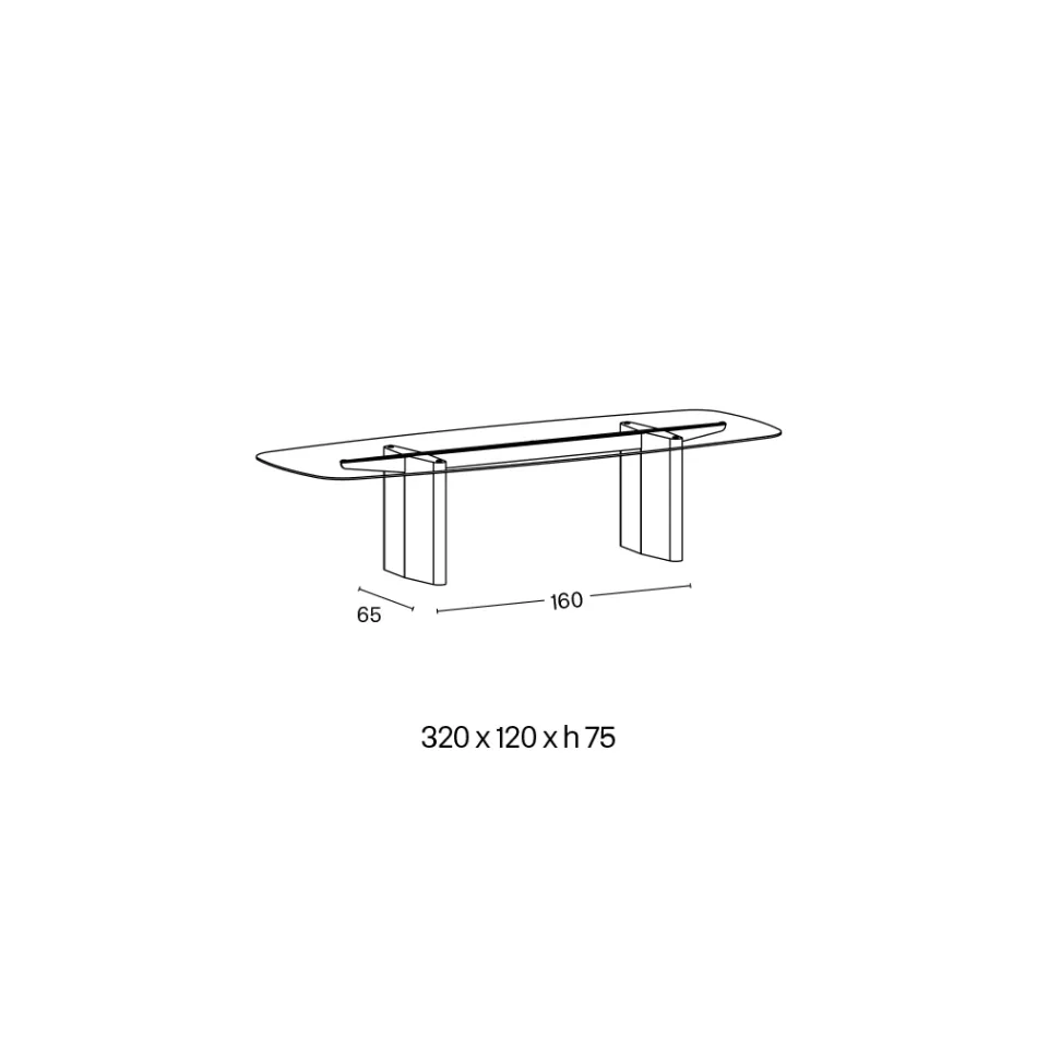 Mesa de comedor Opalia de 320 cm, de cristal y metal, fabricada en Italia. viadurini