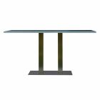 Mesa de comedor de diseño con tapa de piedra laminada, 160x90cm, Newman viadurini