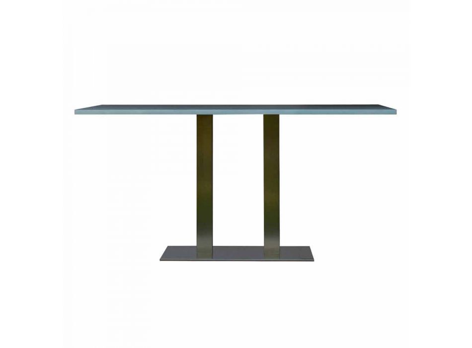 Mesa de comedor de diseño con tapa de piedra laminada, 160x90cm, Newman viadurini