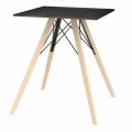 Mesa de comedor de diseño en madera y cuadrada Dekton 4 piezas - Faz Wood by Vondom