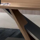 Mesa de Comedor de Diseño con Tapa de Metal en Nogal Canaletto - Madera Zorato viadurini