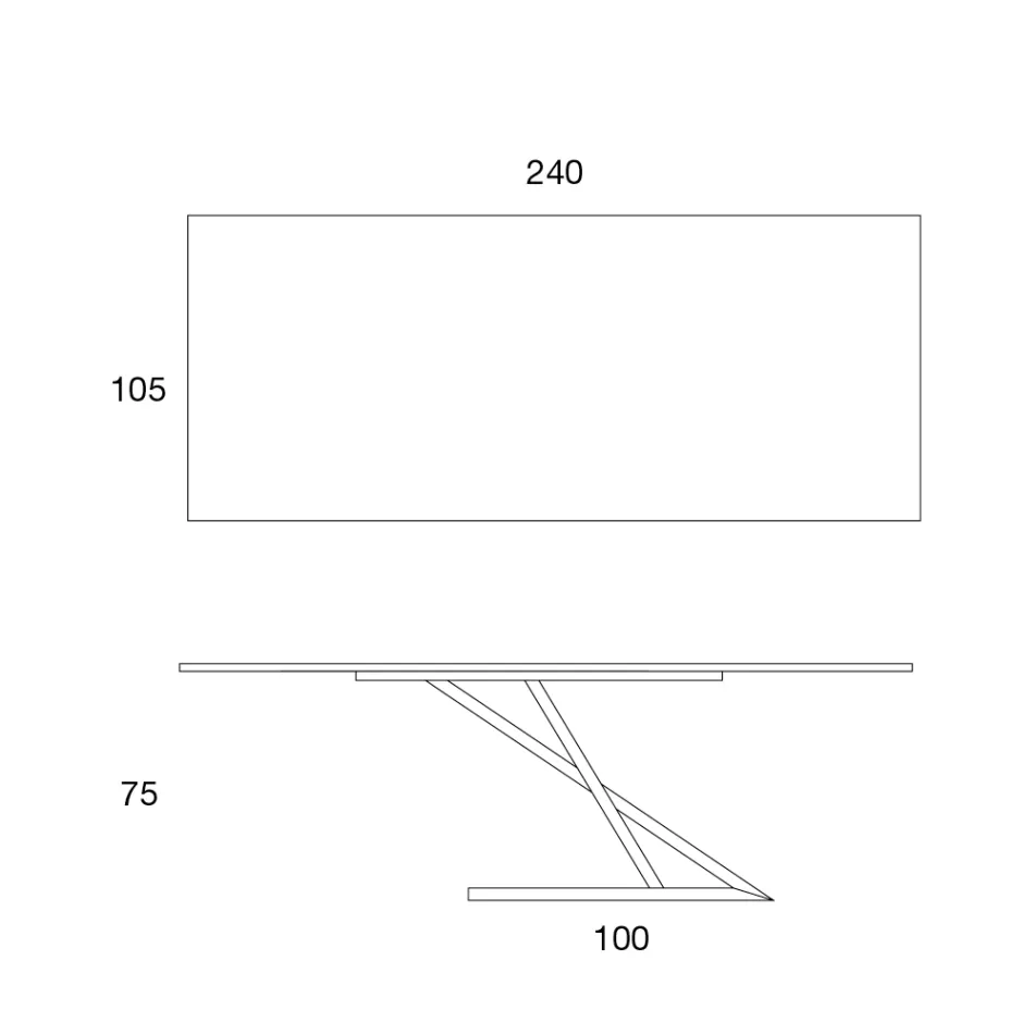 Mesa de Comedor de Diseño con Tapa de Metal en Nogal Canaletto - Madera Zorato viadurini