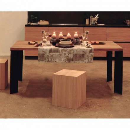 Mesa de comedor de diseño en diseño de nogal natural, L200xP100cm, Yvonne viadurini