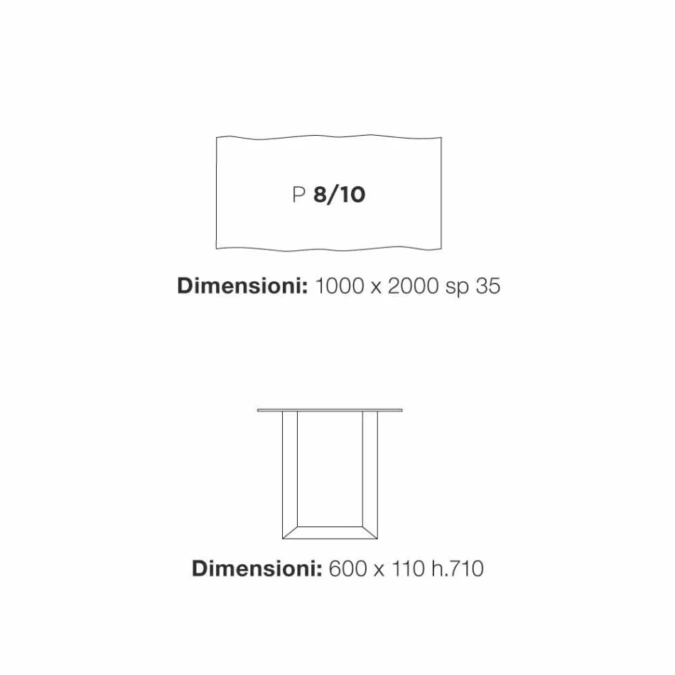 mesa de comedor moderno diseño de 100x200 cm en madera y metal de la planta viadurini