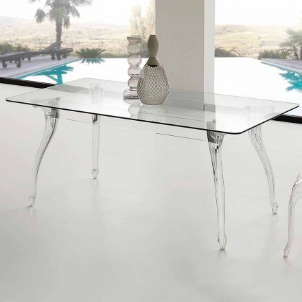 a partir moderna mesa de diseño de comedor con tapa de cristal templado Jinny viadurini