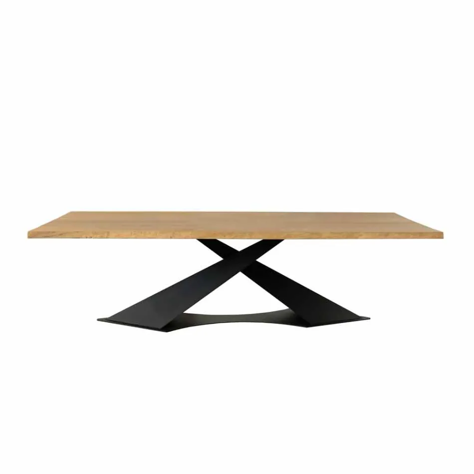 Mesa de comedor de diseño moderno con Elliot hecha en la parte superior de roble de Italia viadurini