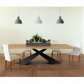 Mesa de comedor de diseño moderno con Elliot hecha en la parte superior de roble de Italia