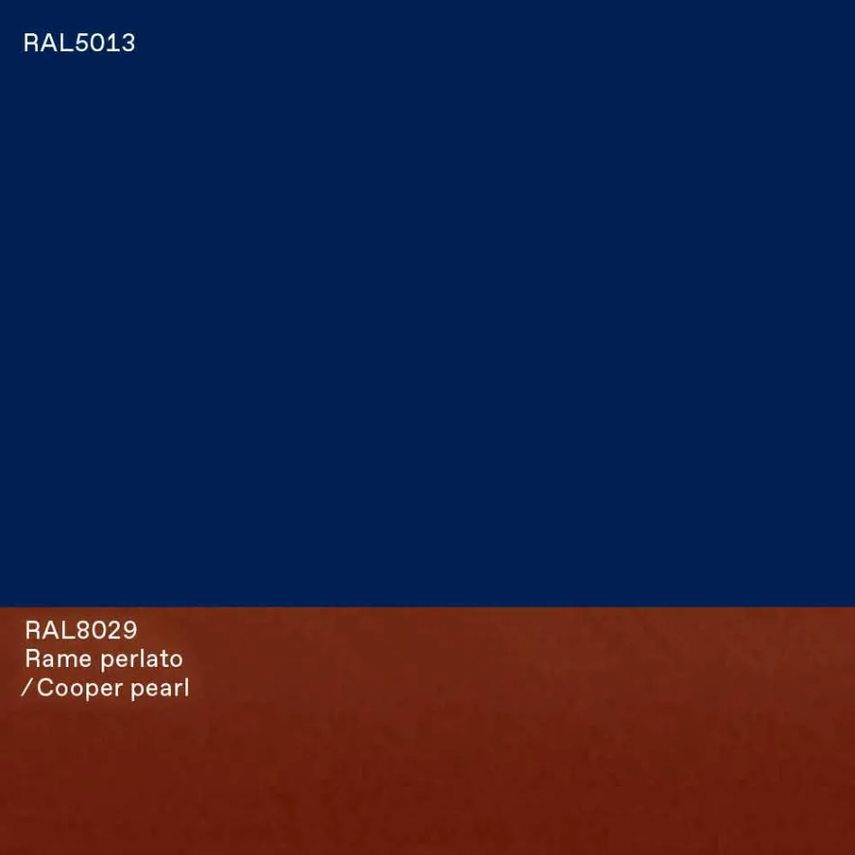 Mesa de comedor ovalada de diseño moderno en MDF azul y cobre Made in Italy - Oku viadurini