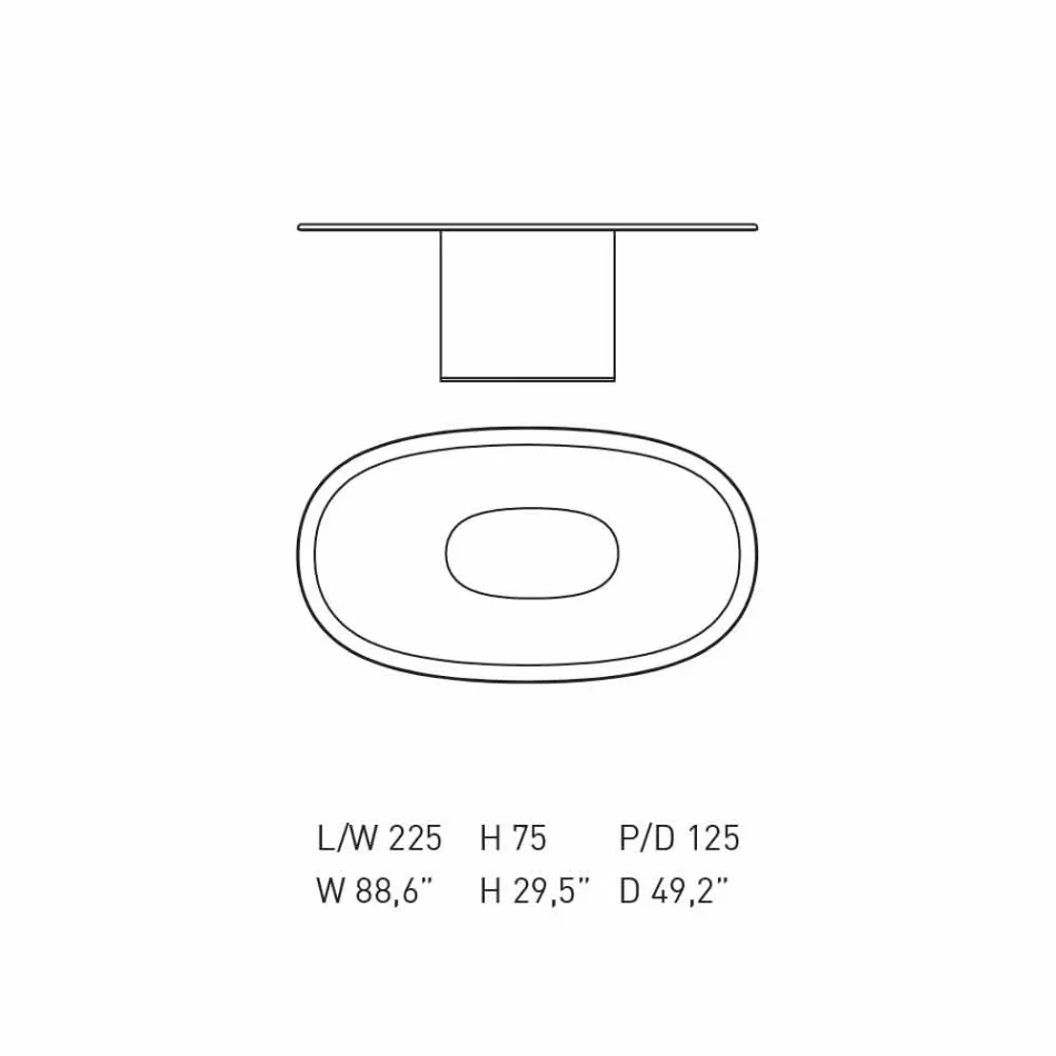 Mesa de comedor ovalada de diseño moderno en MDF azul y cobre Made in Italy - Oku viadurini