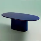 Mesa de comedor ovalada de diseño moderno en MDF azul y cobre Made in Italy - Oku viadurini